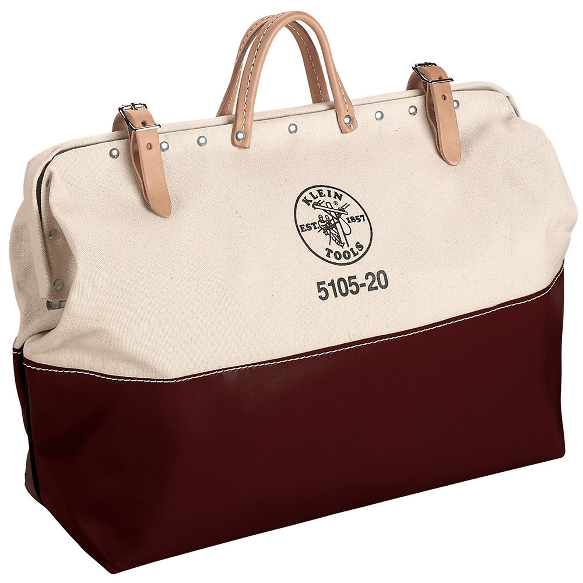 Klein Tools High-Bottom Canvas Tool Bag — 20in., Heavy-Duty, Moisture-Resistant, Model# 5105-20